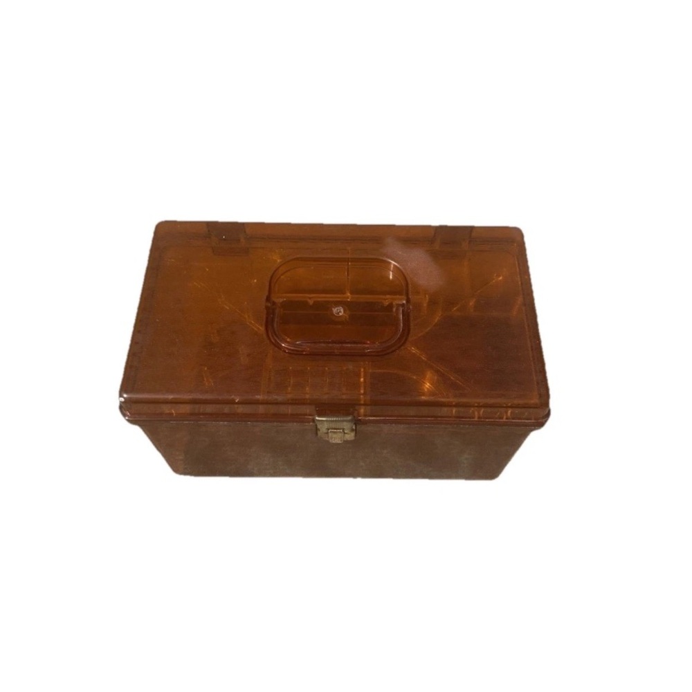 MCM VTG Orange WIL-HOLD Acrylic 1960 Sewing Storage Portable Box